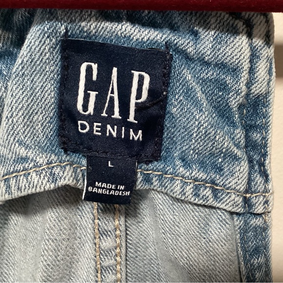 GAP Denim Short Cuffed Overalls in Soft Blue - Picture 3 of 6